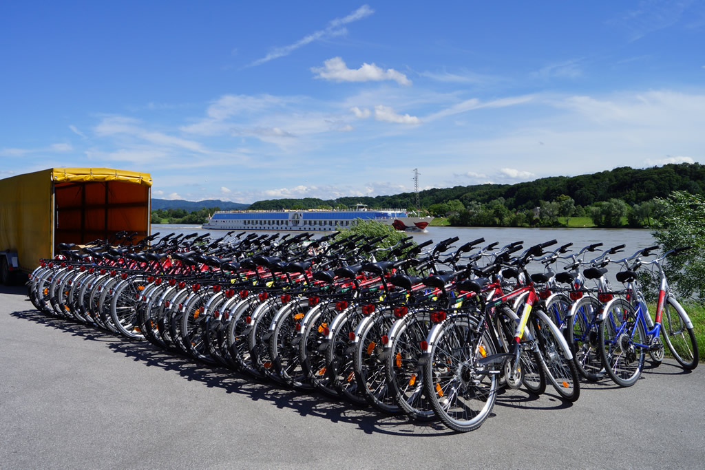 Fahrräder am Ufer der Donau